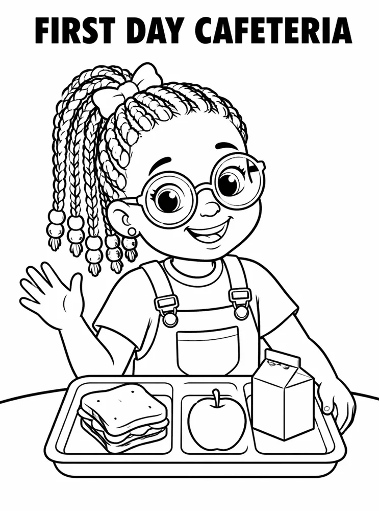 First Day of School First Day Cafeteria Tray printable coloring page