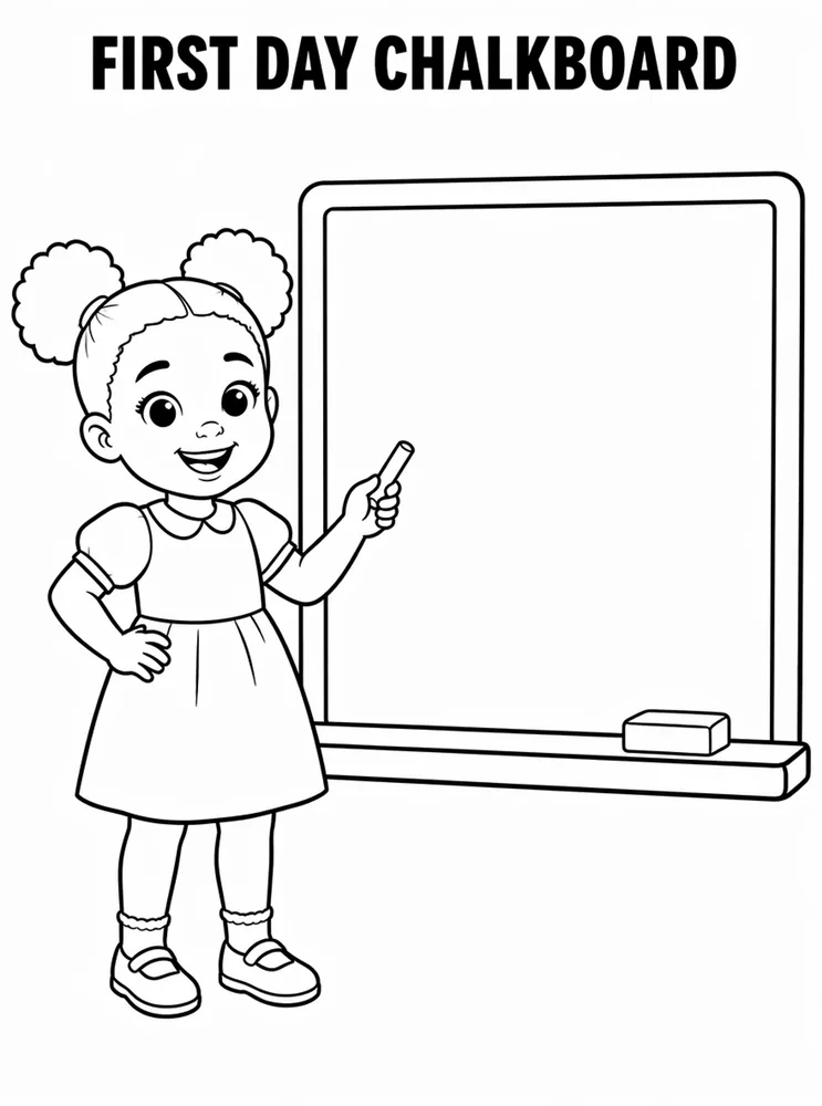 First Day of School First Day Chalkboard Frame printable coloring page