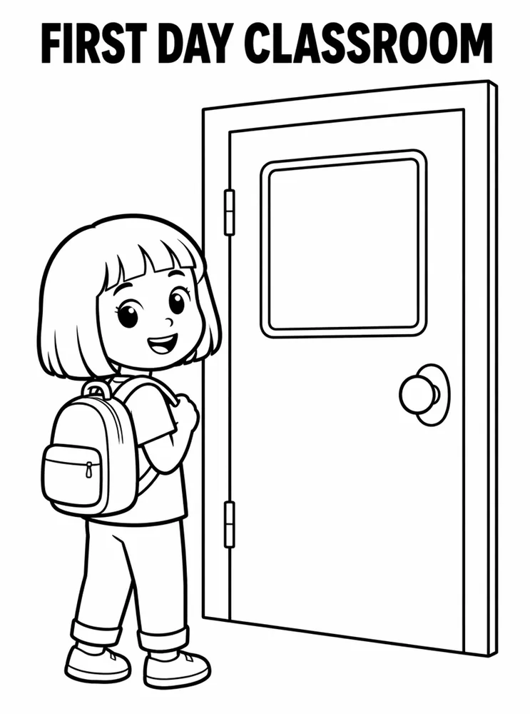 First Day of School First Day Classroom Door printable coloring page