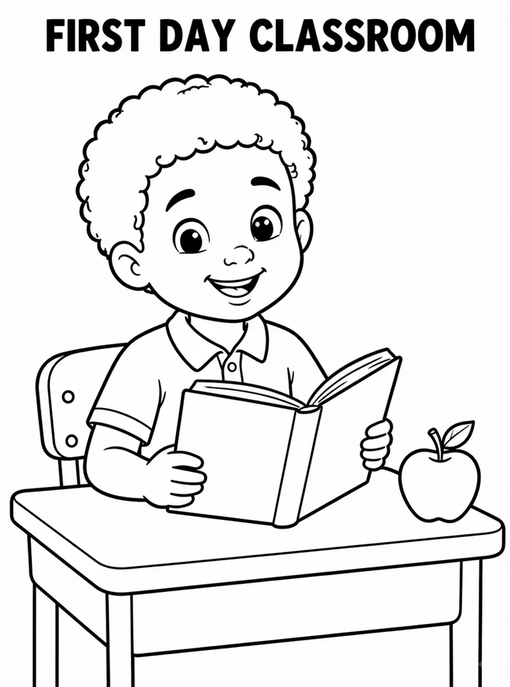 First Day of School First Day Classroom Window printable coloring page