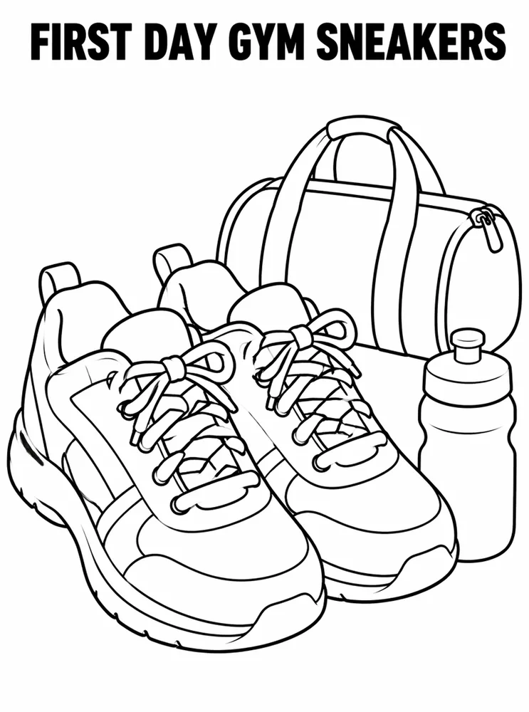 First Day of School First Day Gym Sneakers printable coloring page