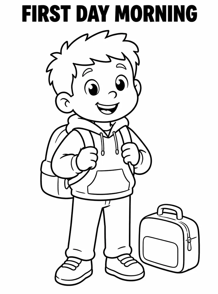 First Day of School First Day Morning Routine printable coloring page