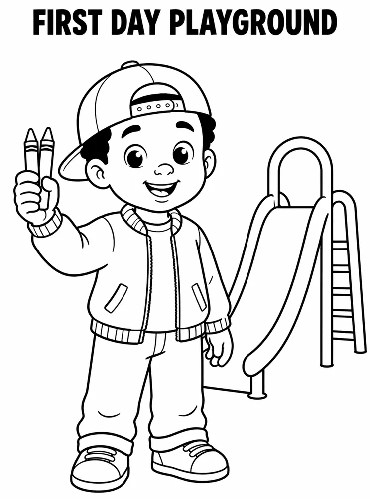First Day of School First Day Playground printable coloring page