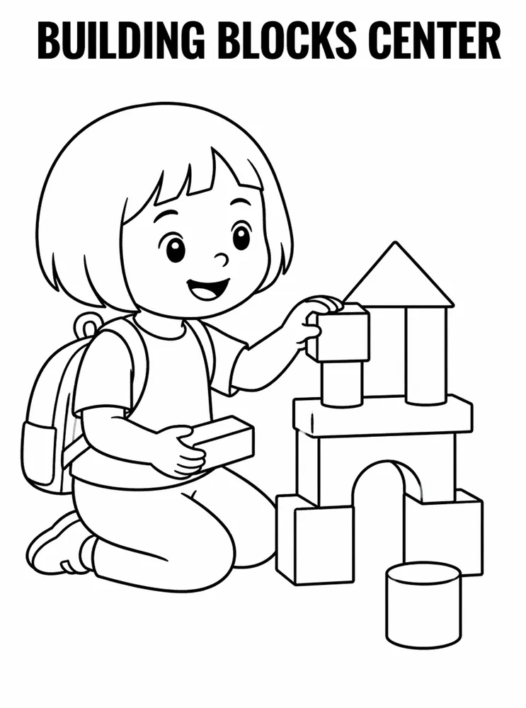 First Week Learning Centers Building Blocks Center printable coloring page