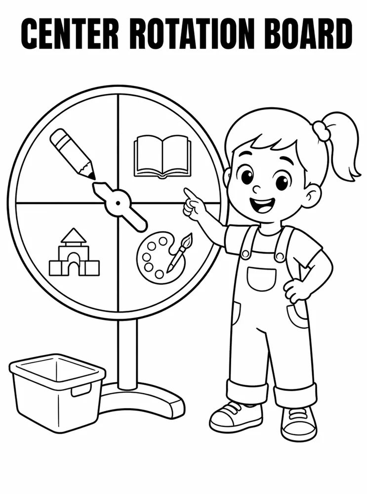 First Week Learning Centers Center Rotation Board printable coloring page