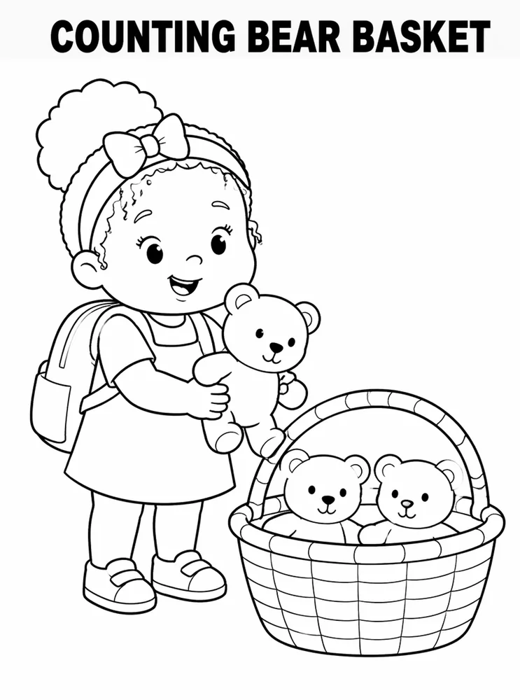 First Week Learning Centers Counting Bear Basket printable coloring page
