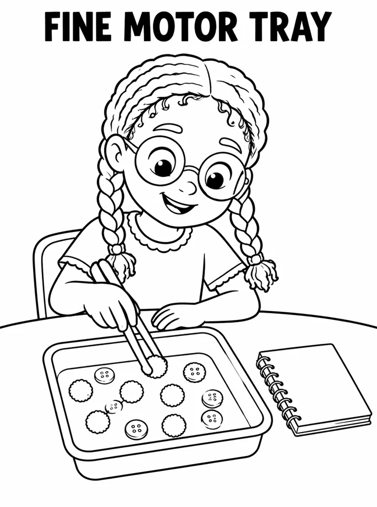 First Week Learning Centers Fine Motor Tray printable coloring page