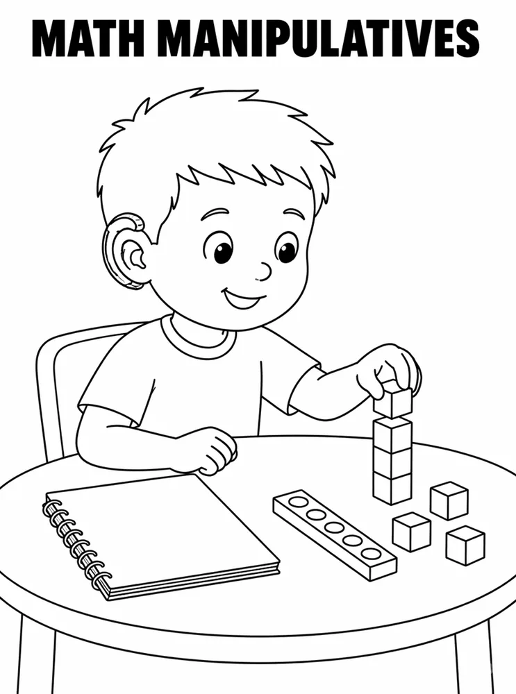 First Week Learning Centers Math Manipulatives Table printable coloring page