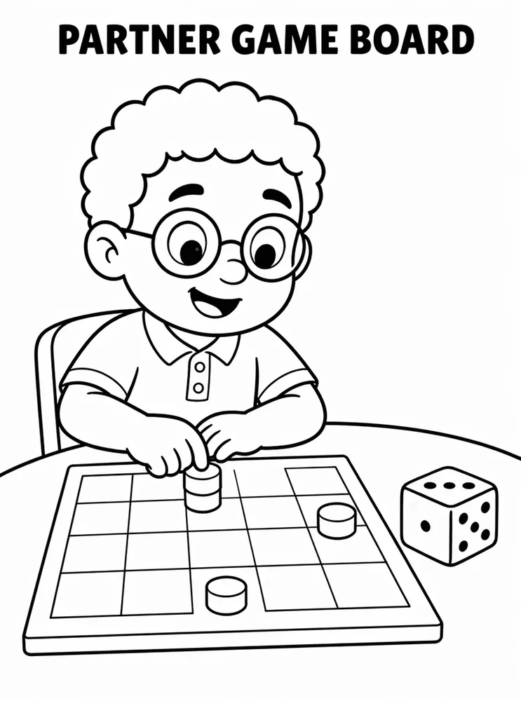 First Week Learning Centers Partner Game Board printable coloring page