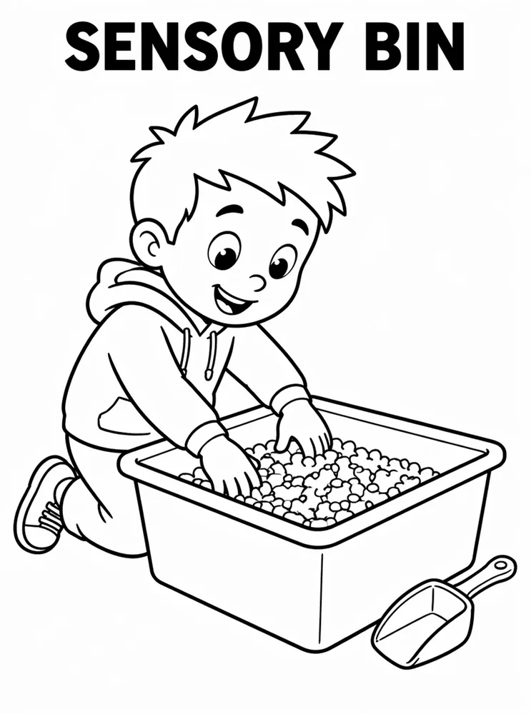 First Week Learning Centers Sensory Bin printable coloring page