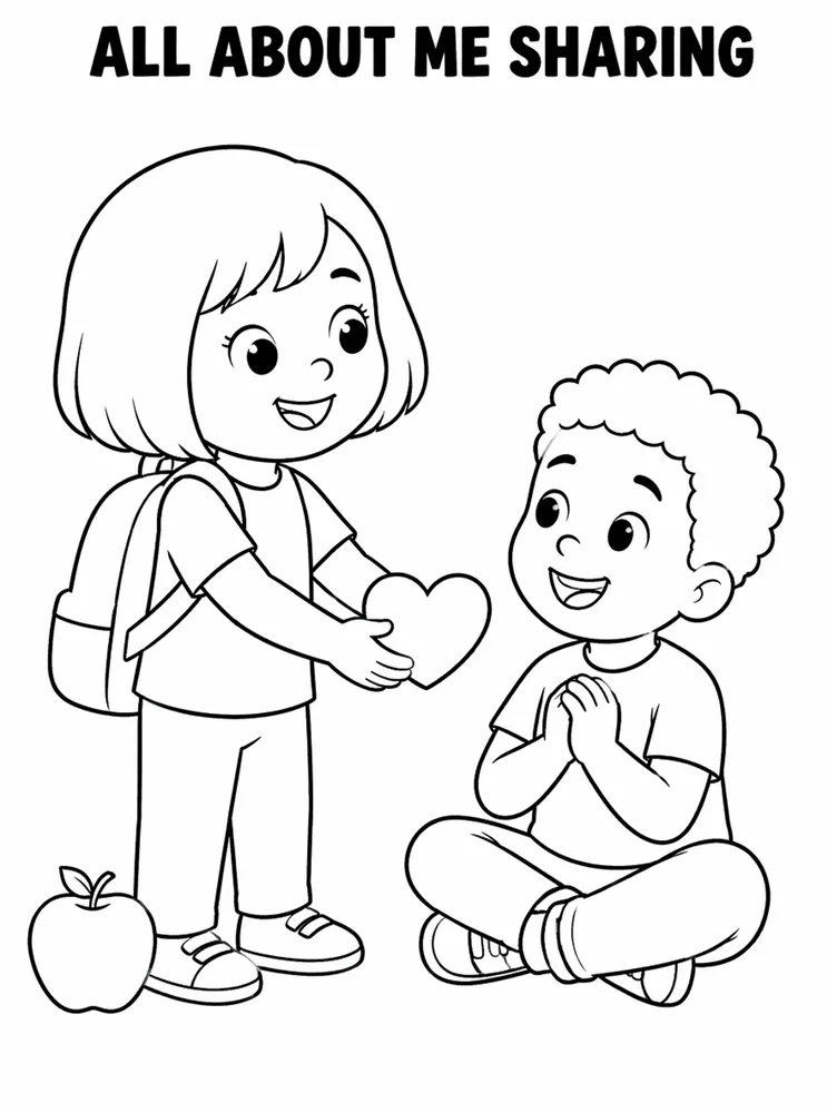 First Week School Readiness All About Me Sharing printable coloring page