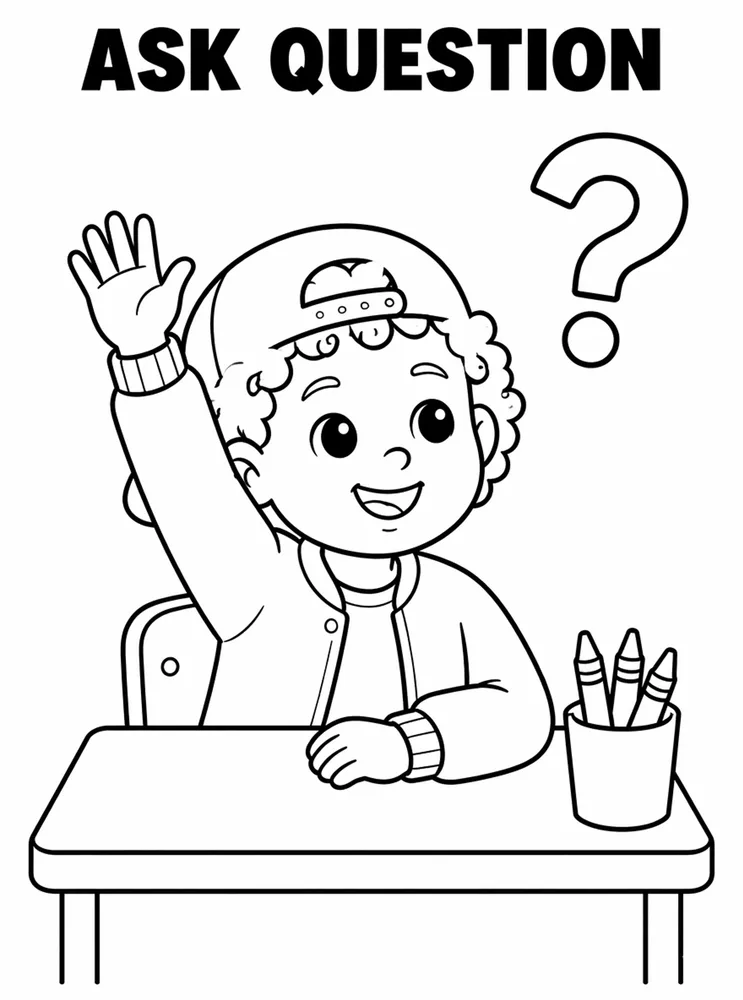 First Week School Readiness Ask A Question printable coloring page