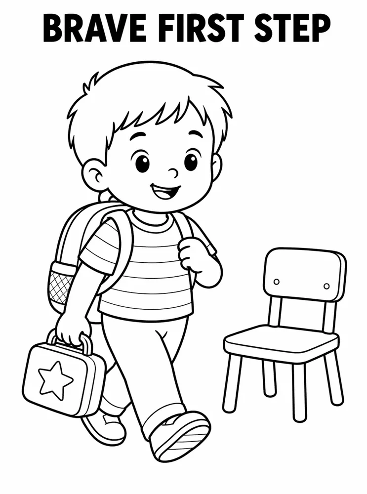 First Week School Readiness Brave First Step printable coloring page