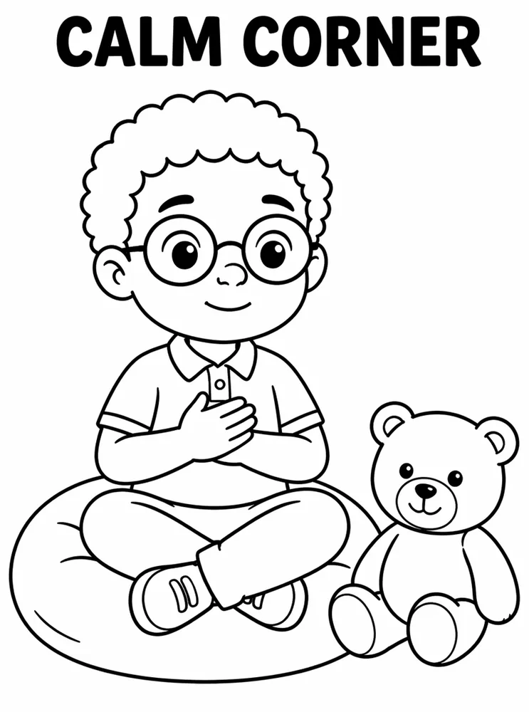 First Week School Readiness Calm Corner printable coloring page