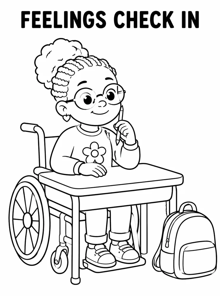 First Week School Readiness Feelings Check In printable coloring page
