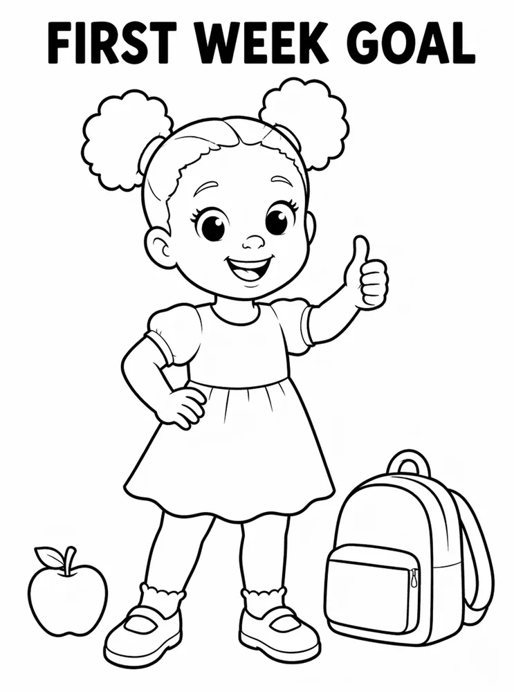 First Week School Readiness First Week Goal printable coloring page
