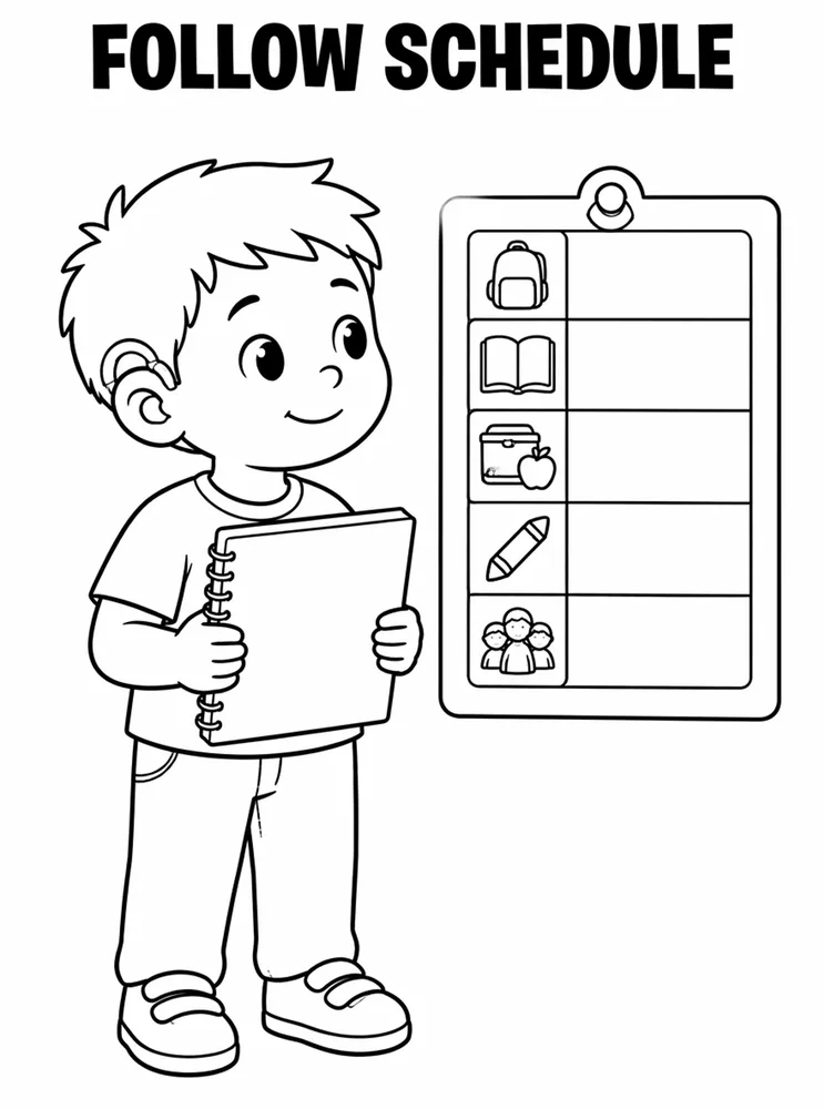 First Week School Readiness Follow Schedule printable coloring page