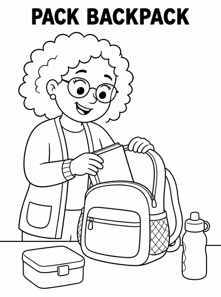 First Week School Readiness Pack Backpack printable coloring page