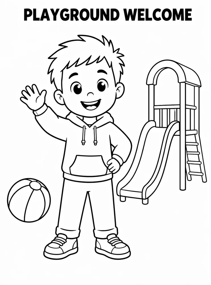 First Week School Readiness Playground Welcome printable coloring page