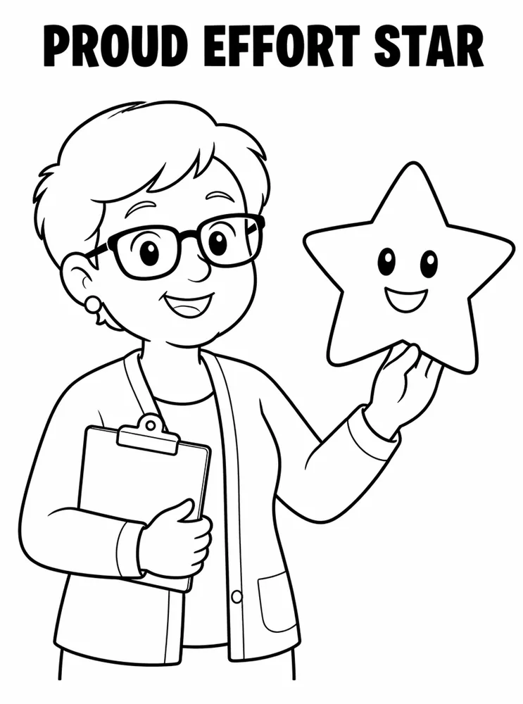 First Week School Readiness Proud Effort Star printable coloring page