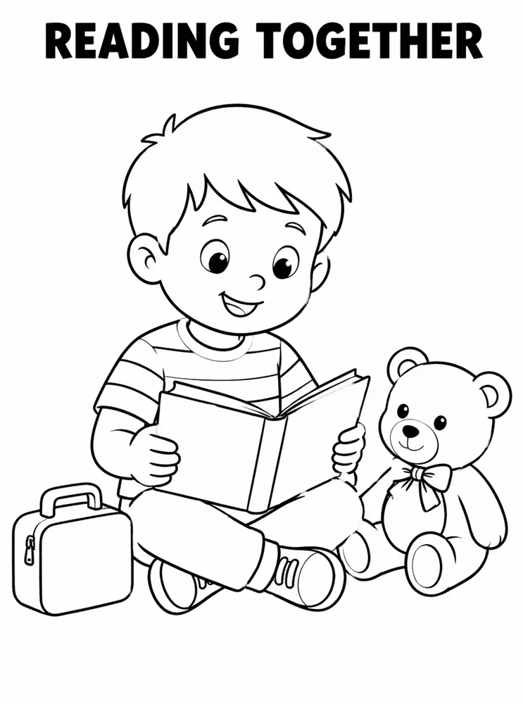 First Week School Readiness Reading Together printable coloring page