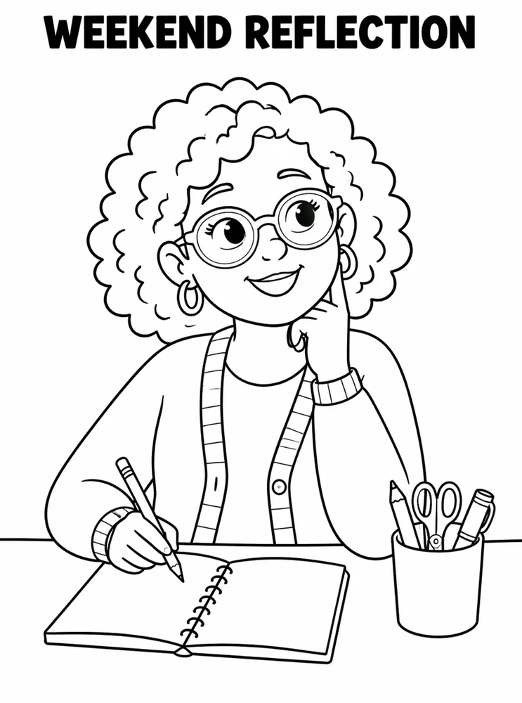 First Week School Readiness Weekend Reflection printable coloring page