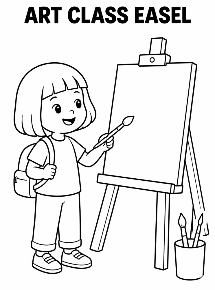 Grade Level Back to School Art Class Easel printable coloring page