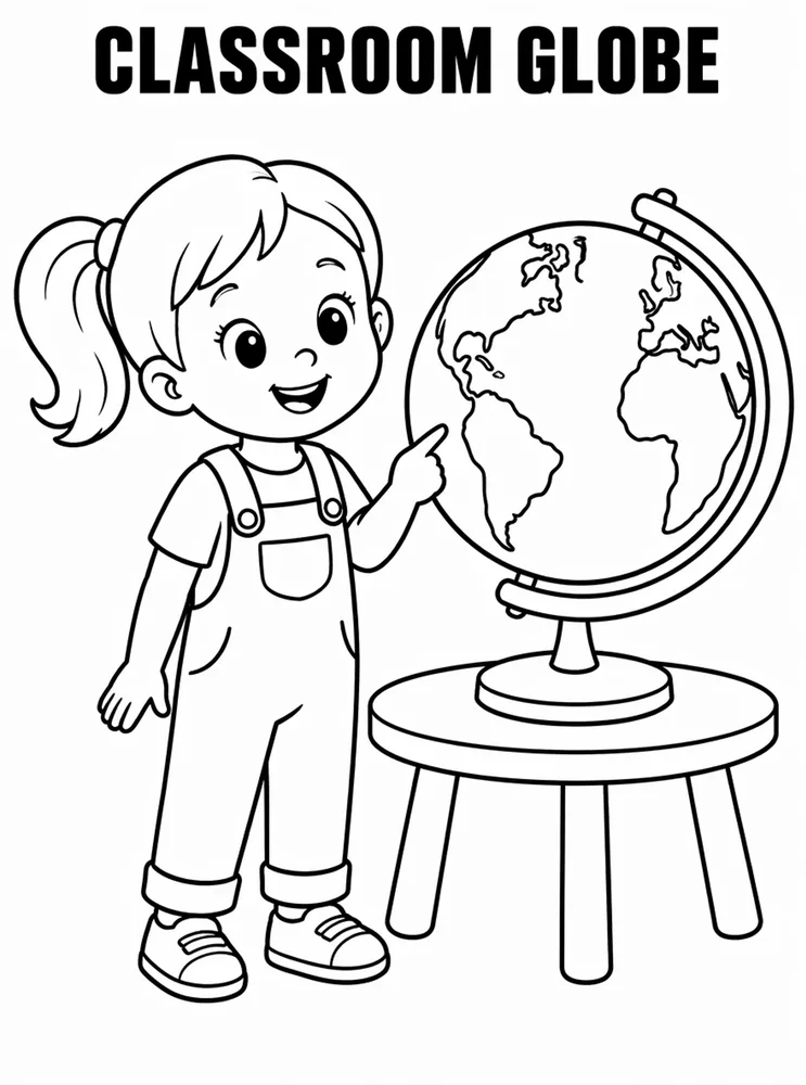 Grade Level Back to School Classroom Globe printable coloring page