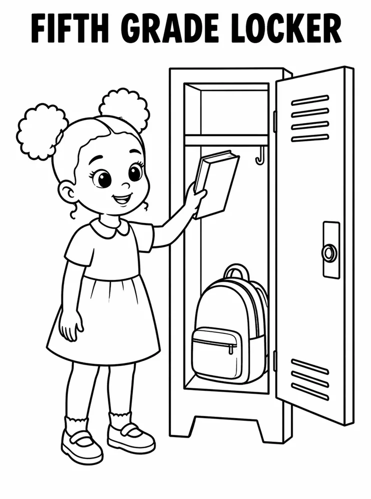 Grade Level Back to School Fifth Grade Locker printable coloring page
