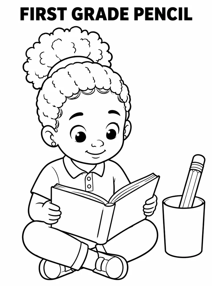 Grade Level Back to School First Grade Pencil Practice printable coloring page