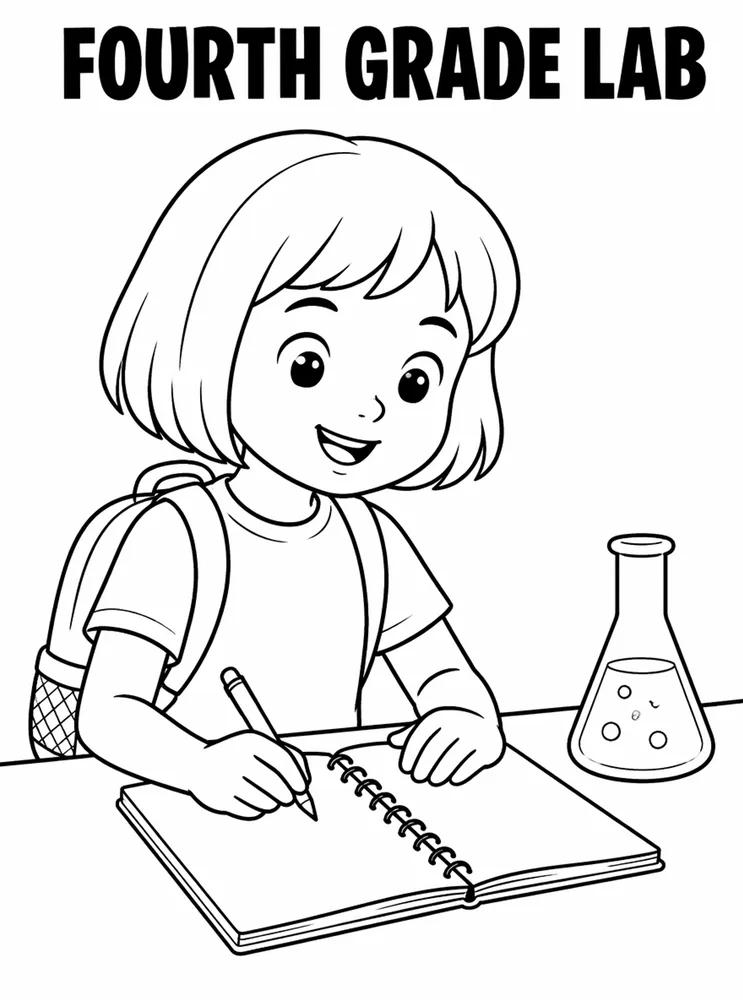 Grade Level Back to School Fourth Grade Lab Notebook printable coloring page