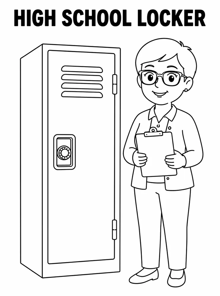 Grade Level Back to School High School Locker printable coloring page