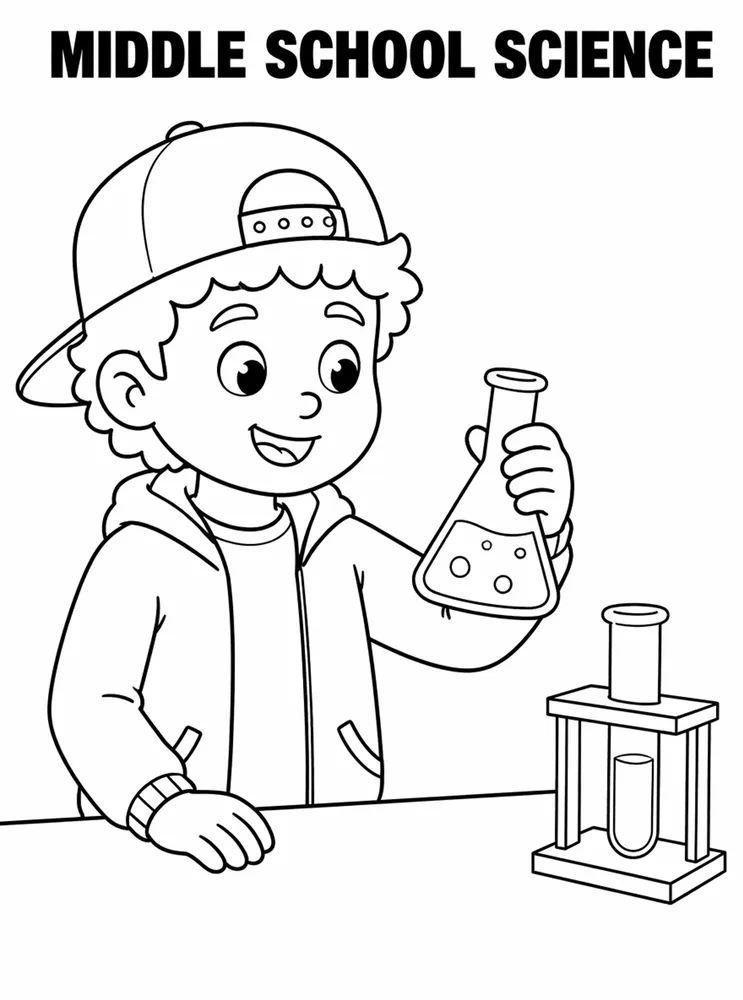 Grade Level Back to School Middle School Science Lab printable coloring page