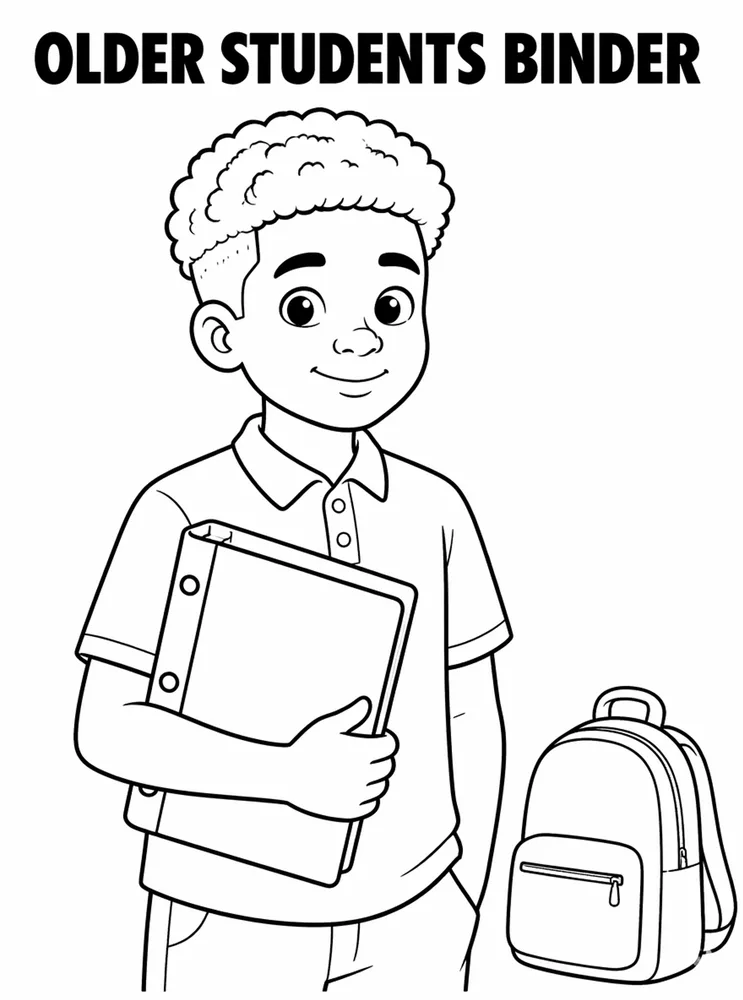 Grade Level Back to School Older Students Binder Tabs printable coloring page