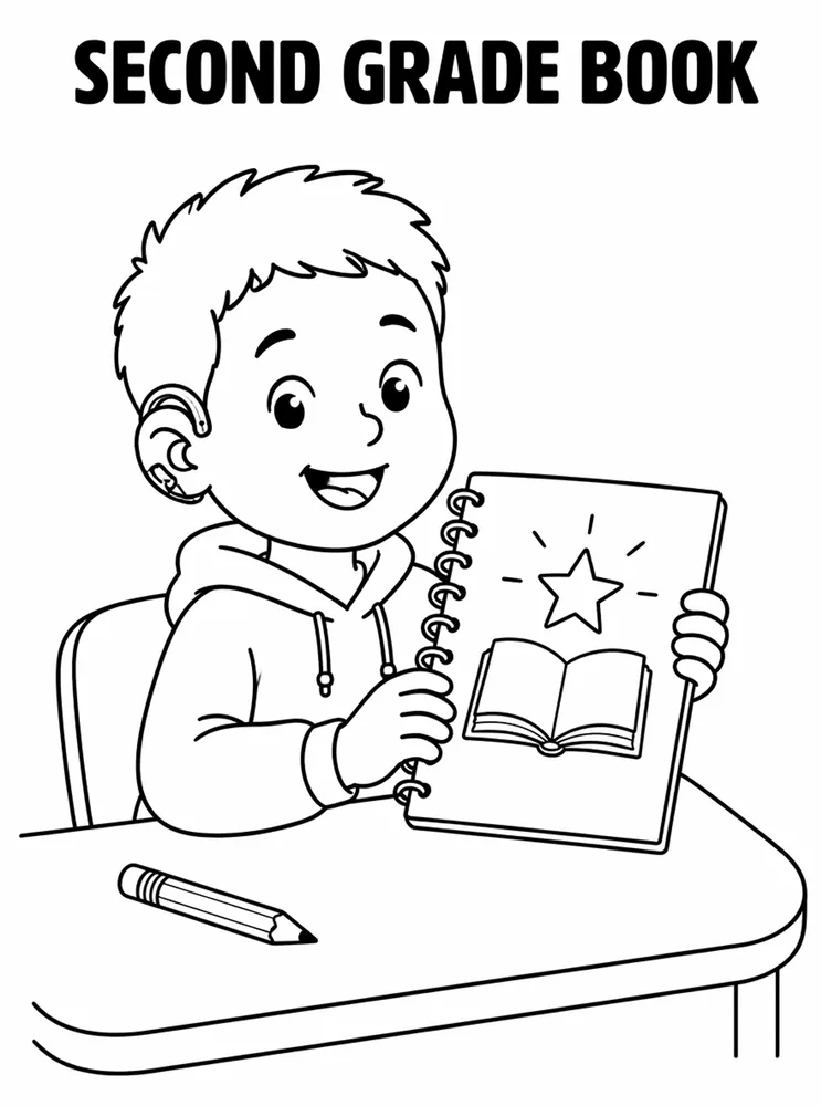 Grade Level Back to School Second Grade Book Report printable coloring page