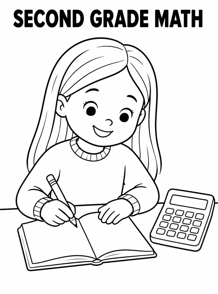 Grade Level Back to School Second Grade Math Tools printable coloring page