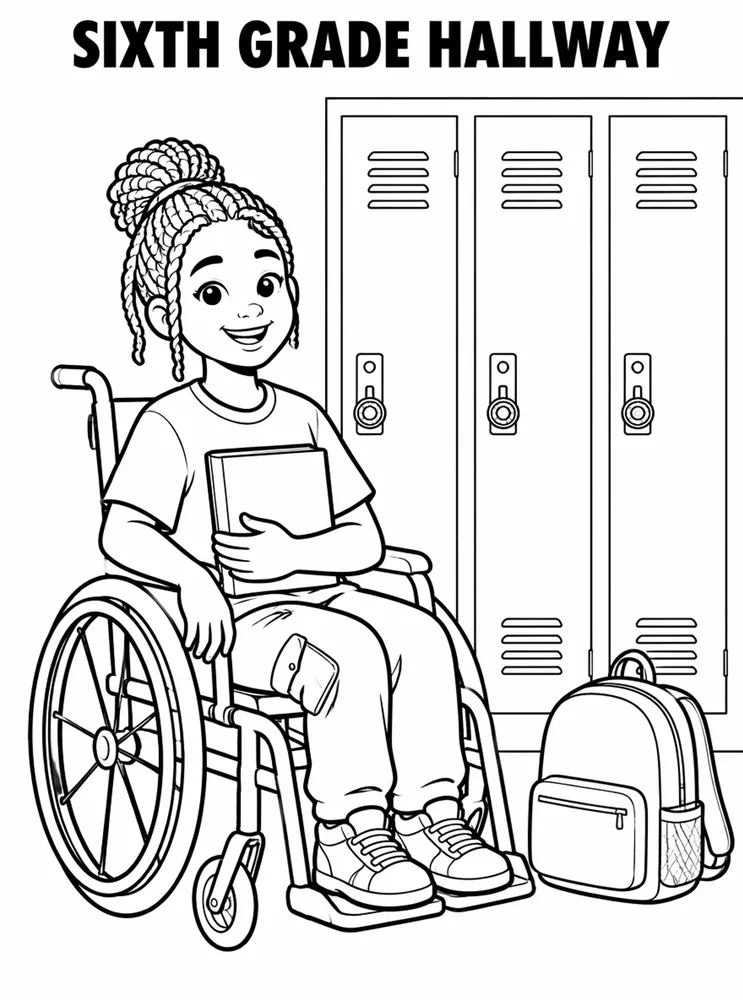 Grade Level Back to School Sixth Grade Hallway Lockers printable coloring page
