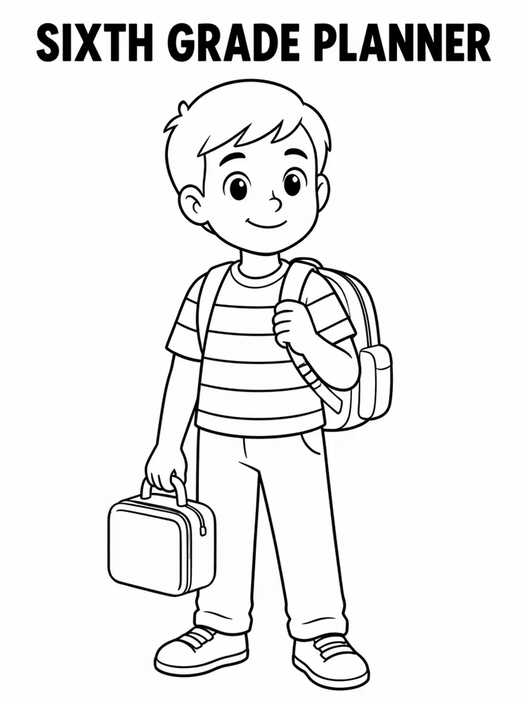 Grade Level Back to School Sixth Grade Planner printable coloring page