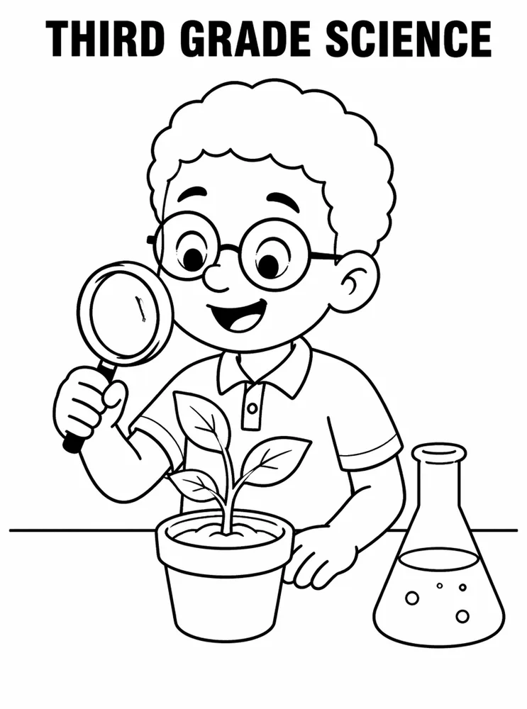 Grade Level Back to School Third Grade Science Table printable coloring page