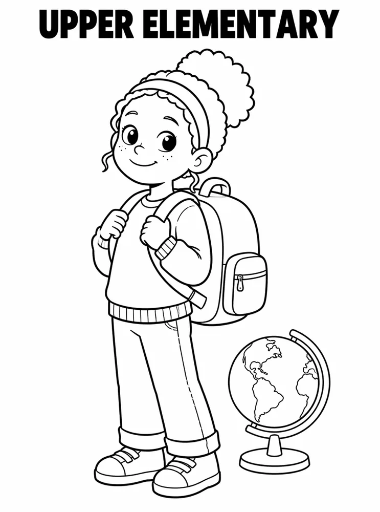 Grade Level Back to School Upper Elementary Backpack printable coloring page