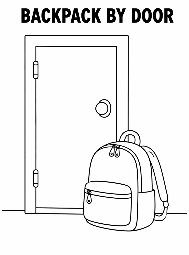 Homework and Take Home Routines Backpack By Door printable coloring page