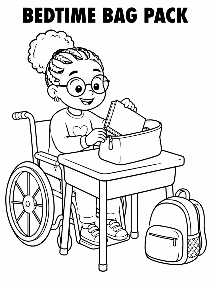 Homework and Take Home Routines Bedtime Bag Pack printable coloring page