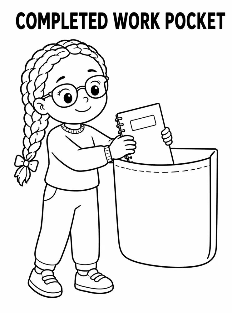 Homework and Take Home Routines Completed Work Pocket printable coloring page