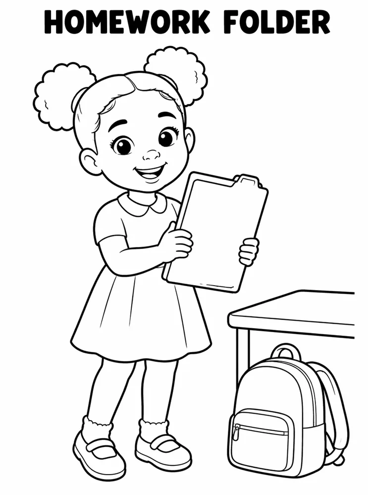 Homework and Take Home Routines Coloring Pages preview: Homework and Take Home Routines Homework Folder printable coloring page