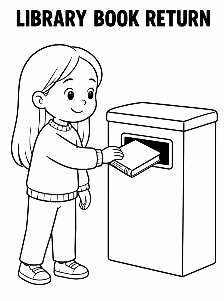 Homework and Take Home Routines Library Book Return printable coloring page