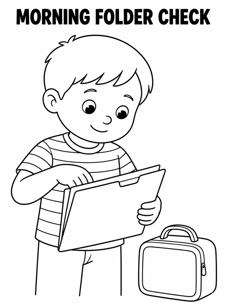 Homework and Take Home Routines Morning Folder Check printable coloring page