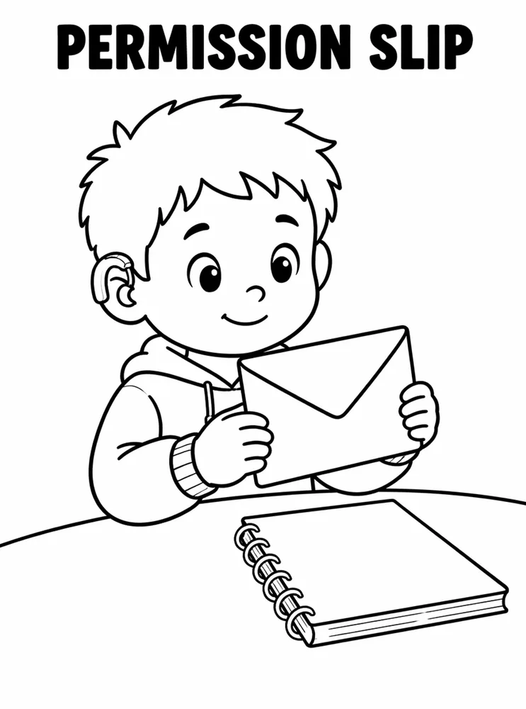 Homework and Take Home Routines Permission Slip Envelope printable coloring page