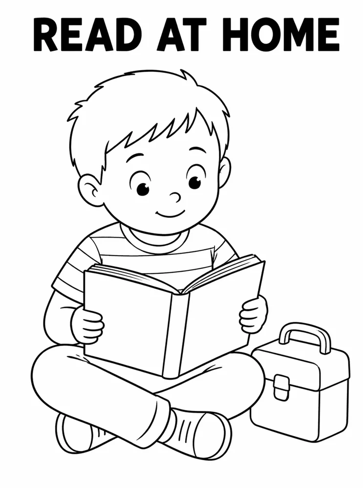 Homework and Take Home Routines Read At Home printable coloring page