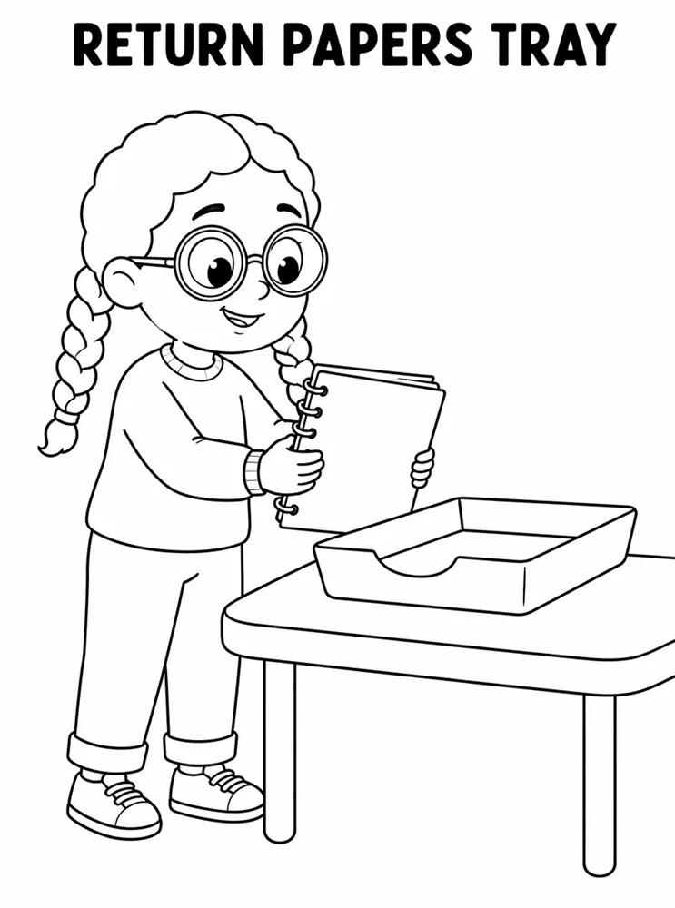 Homework and Take Home Routines Return Papers Tray printable coloring page