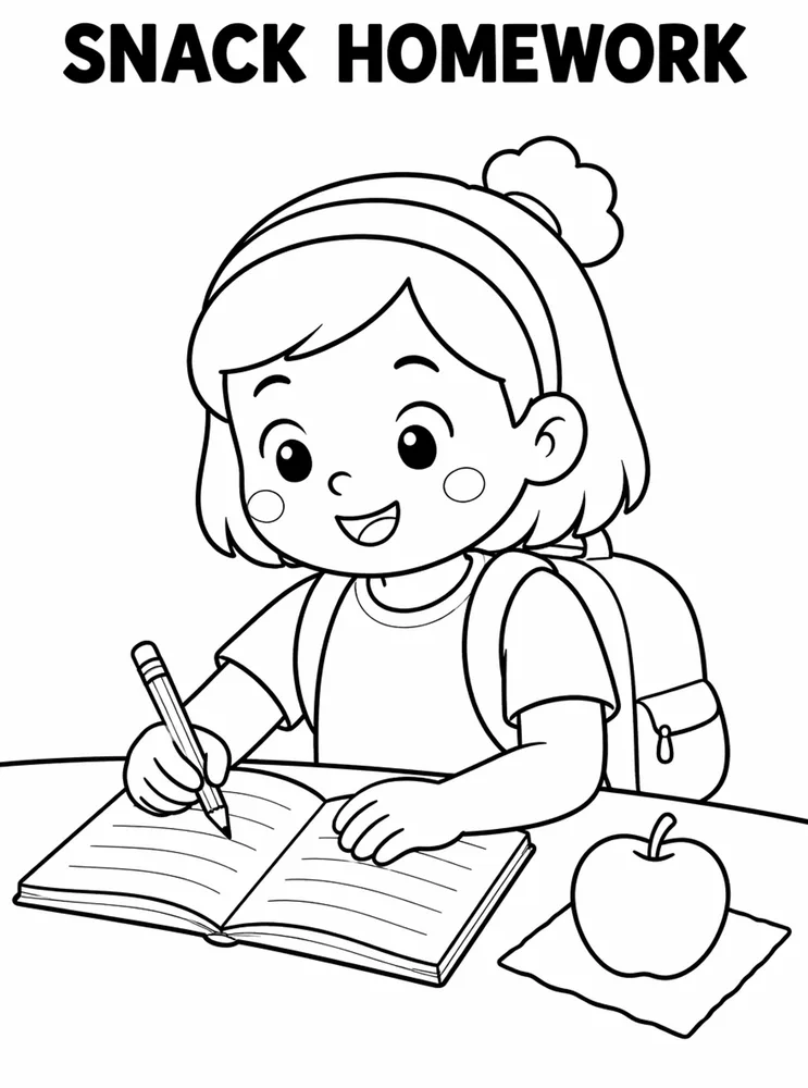 Homework and Take Home Routines Snack And Homework printable coloring page
